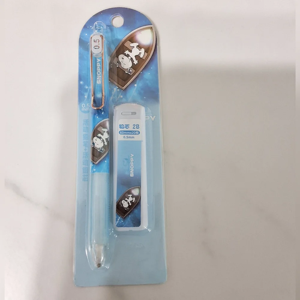 Snoopy Blue Mechanical Pencil With Lead Refills , NEW, 0.5 MM